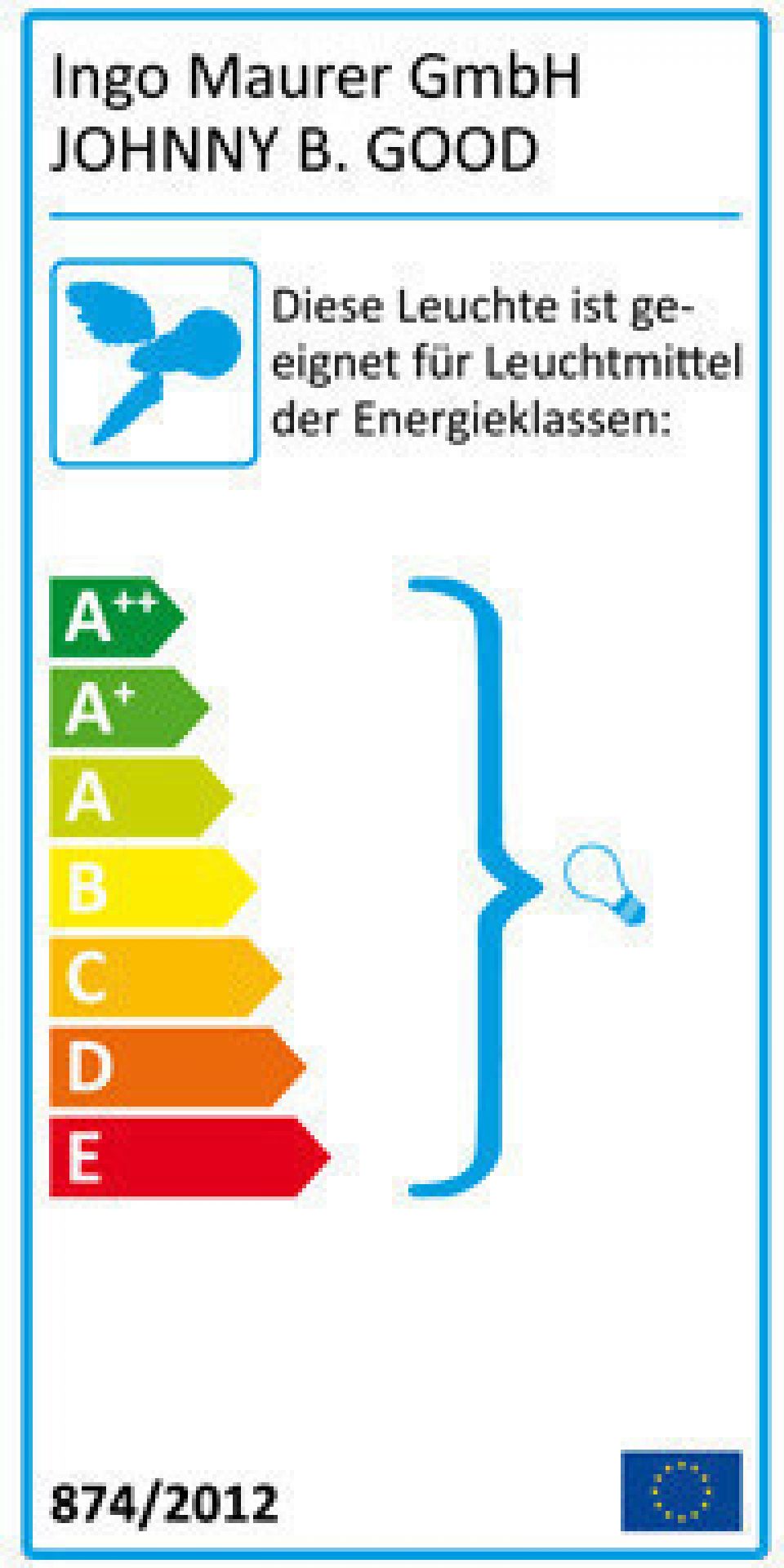Energielabel für Ingo Maurer Johnny B. Good Leuchte: Energieeffizienzklassen A++ bis E.