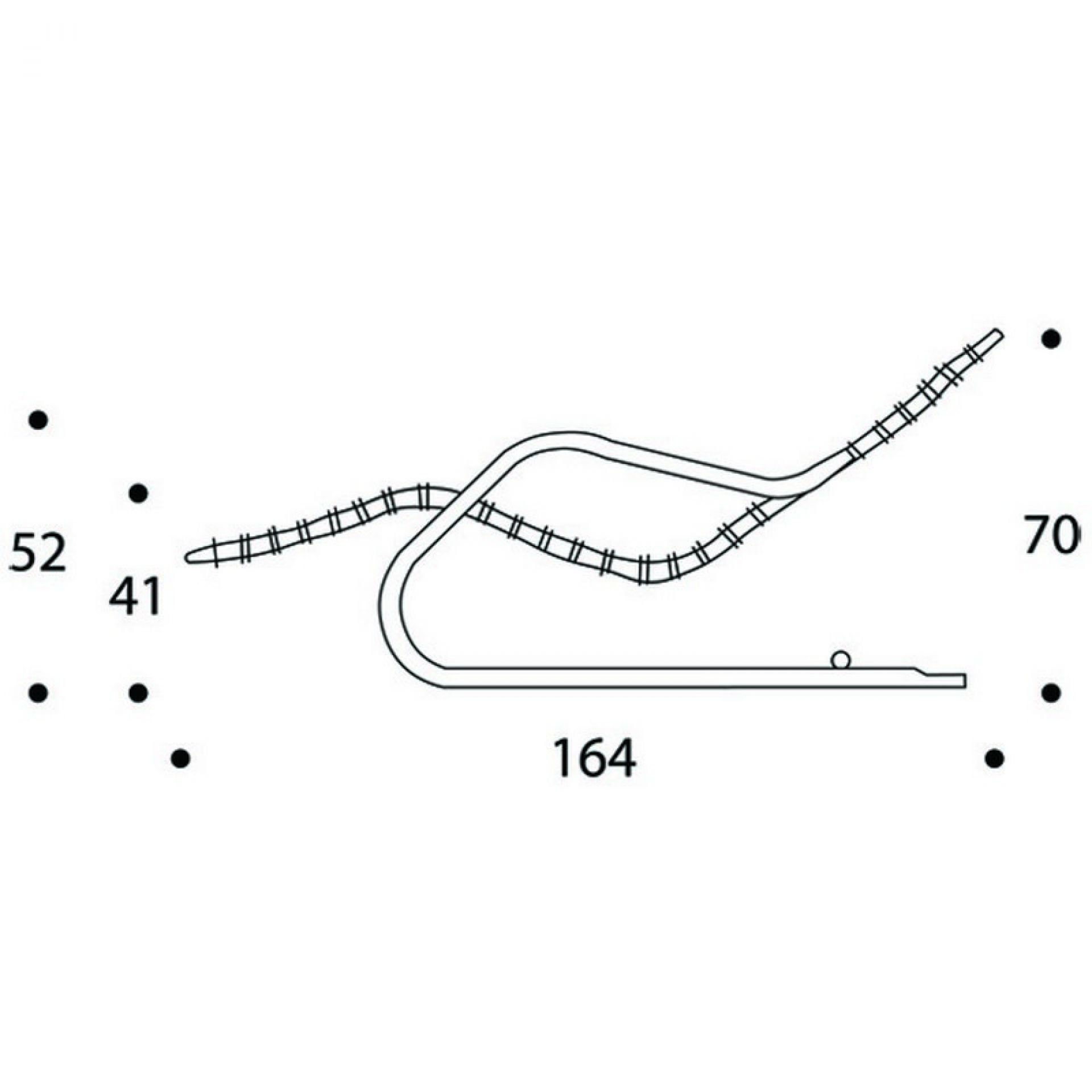 Technische Zeichnung der Artek 43 Liege mit Maßen, modernes Möbeldesign für entspanntes Liegen.