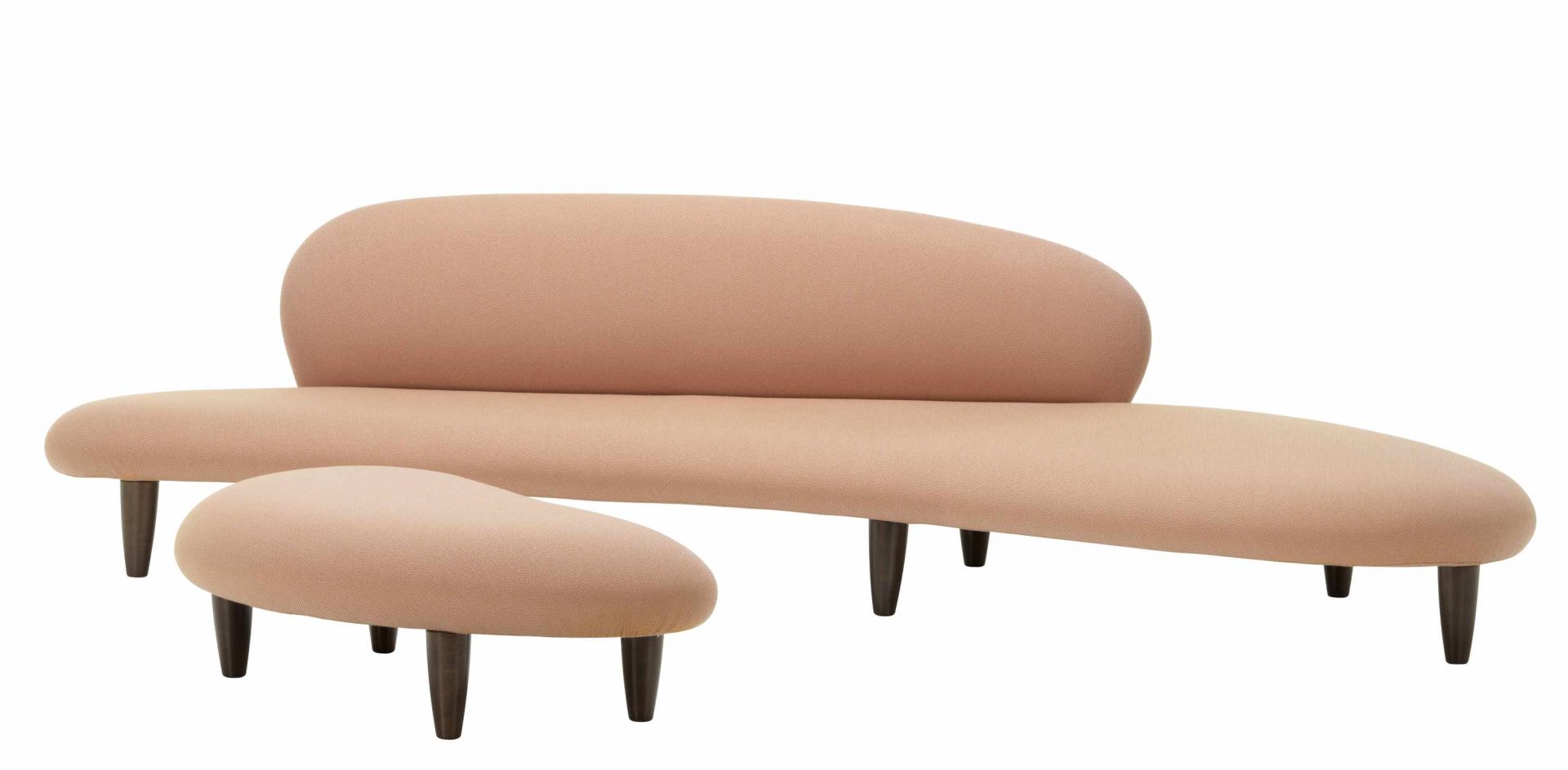 Beige Freeform Sofa von Vitra mit passendem Hocker, modernes Design für Wohnzimmer.