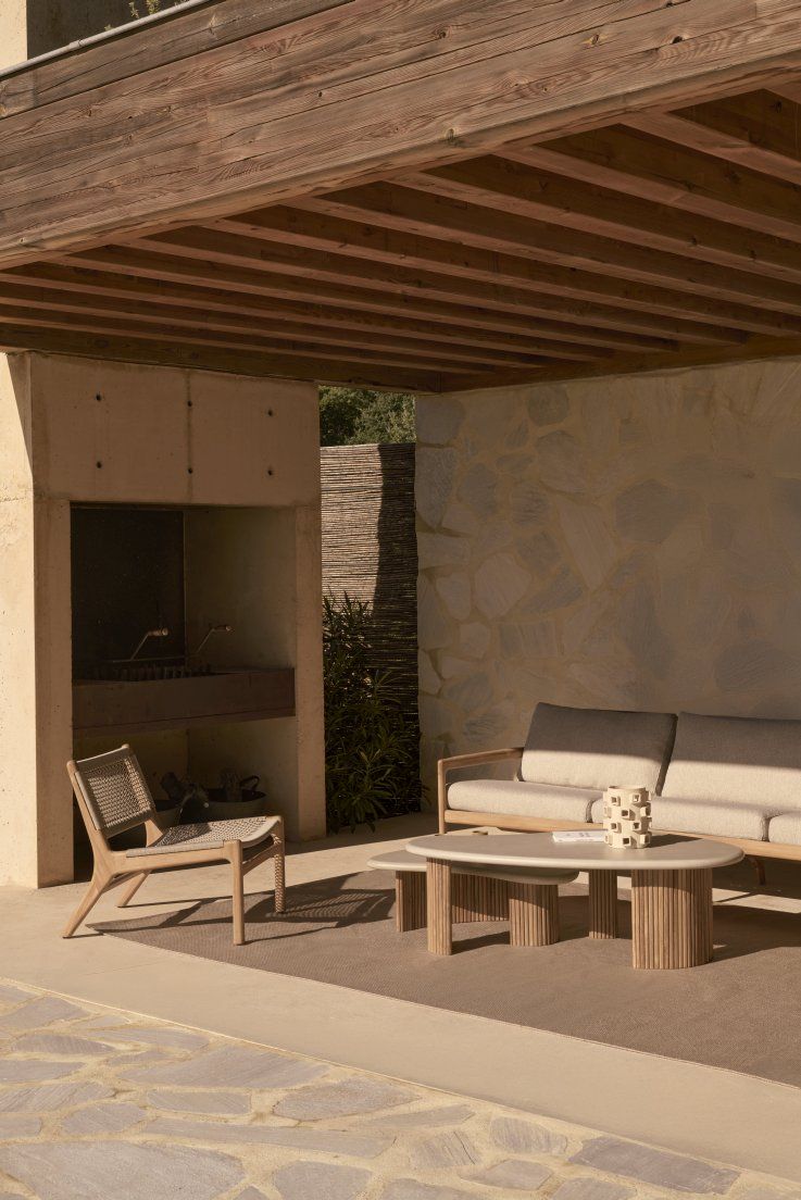 Jack Woven Outdoor Loungsessel Teak Kordel Beige Ethnicraft