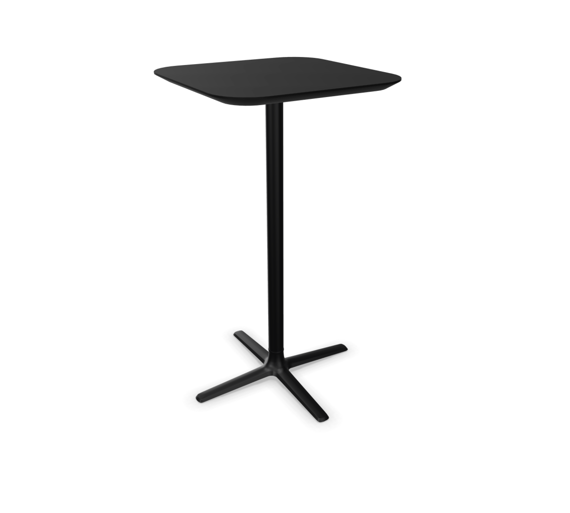 Schwarzer Kinetic Stehtisch 60x60 cm von Interstuhl mit Vierbein-Gestell, ideal für Büro und Konferenz.