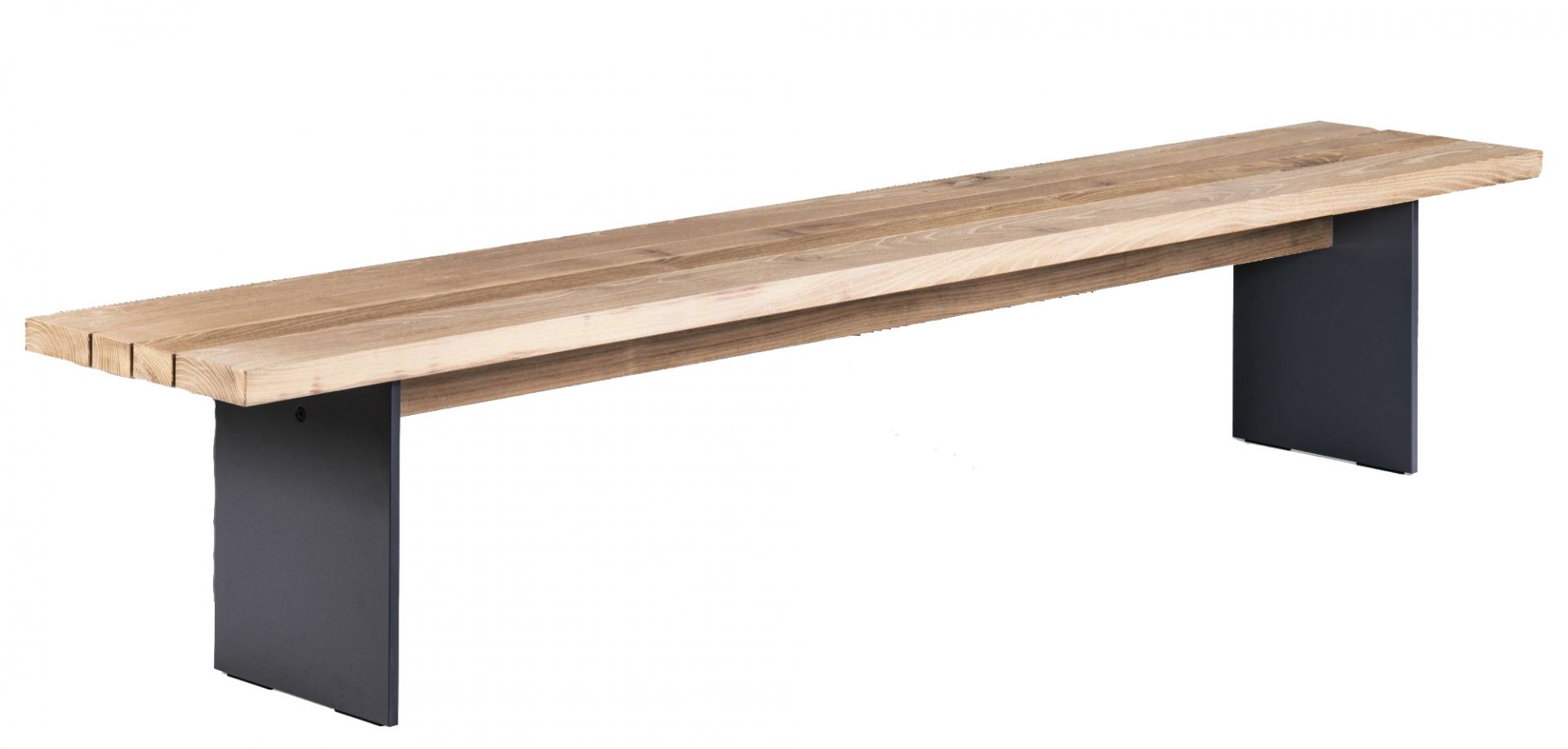 Janua SC 48 Akazie Bank für den Außenbereich, gebürstet und geölt mit Metallfüßen.