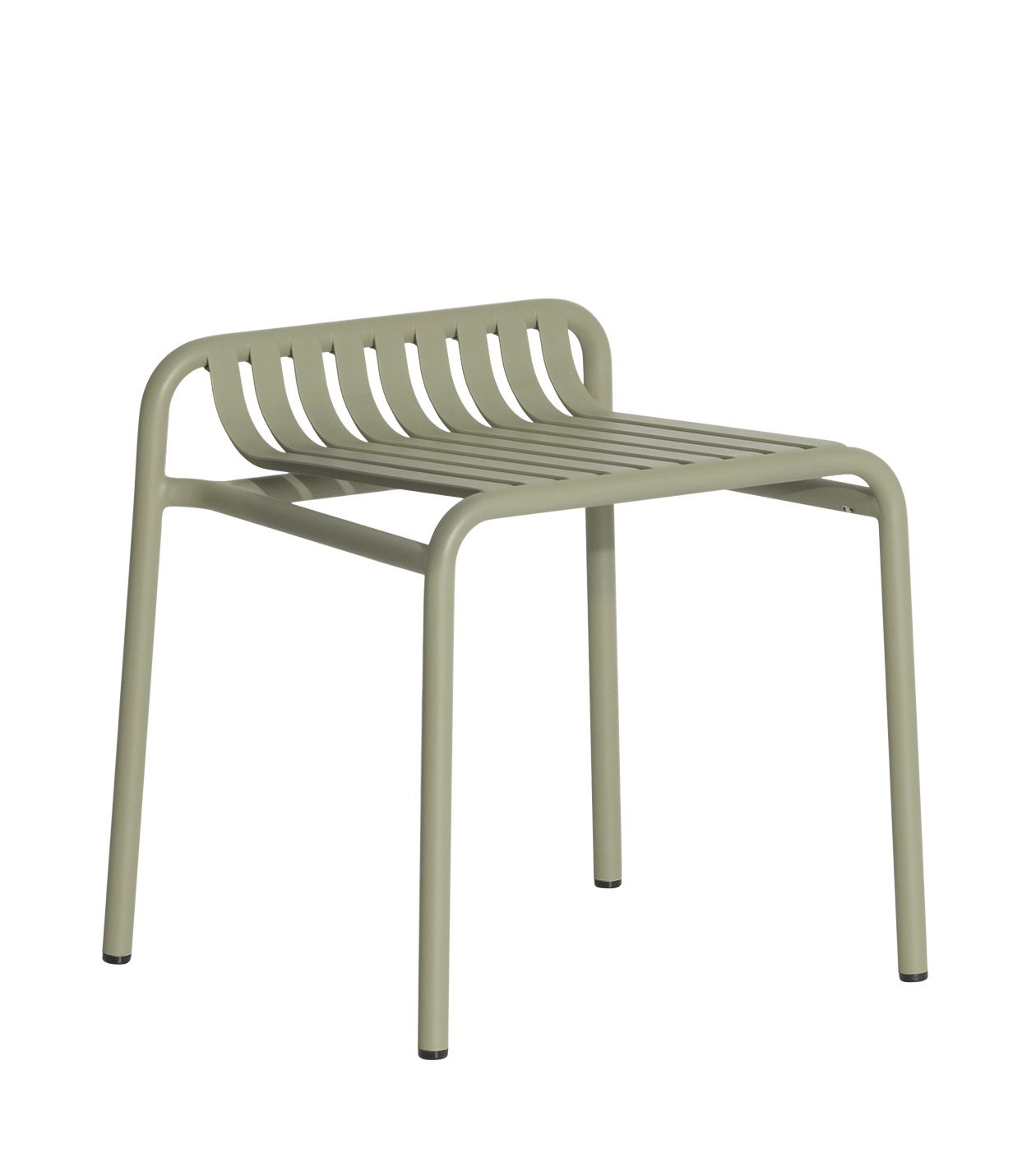 Jade grüner Week-End Stool Hocker von Petite Friture: Moderner Outdoor Hocker aus Metall mit Lattenrost-Sitzfläche.