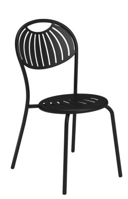 Schwarzer Coupole Stuhl von Emu für den Außenbereich, Metallstuhl mit filigranem Design.