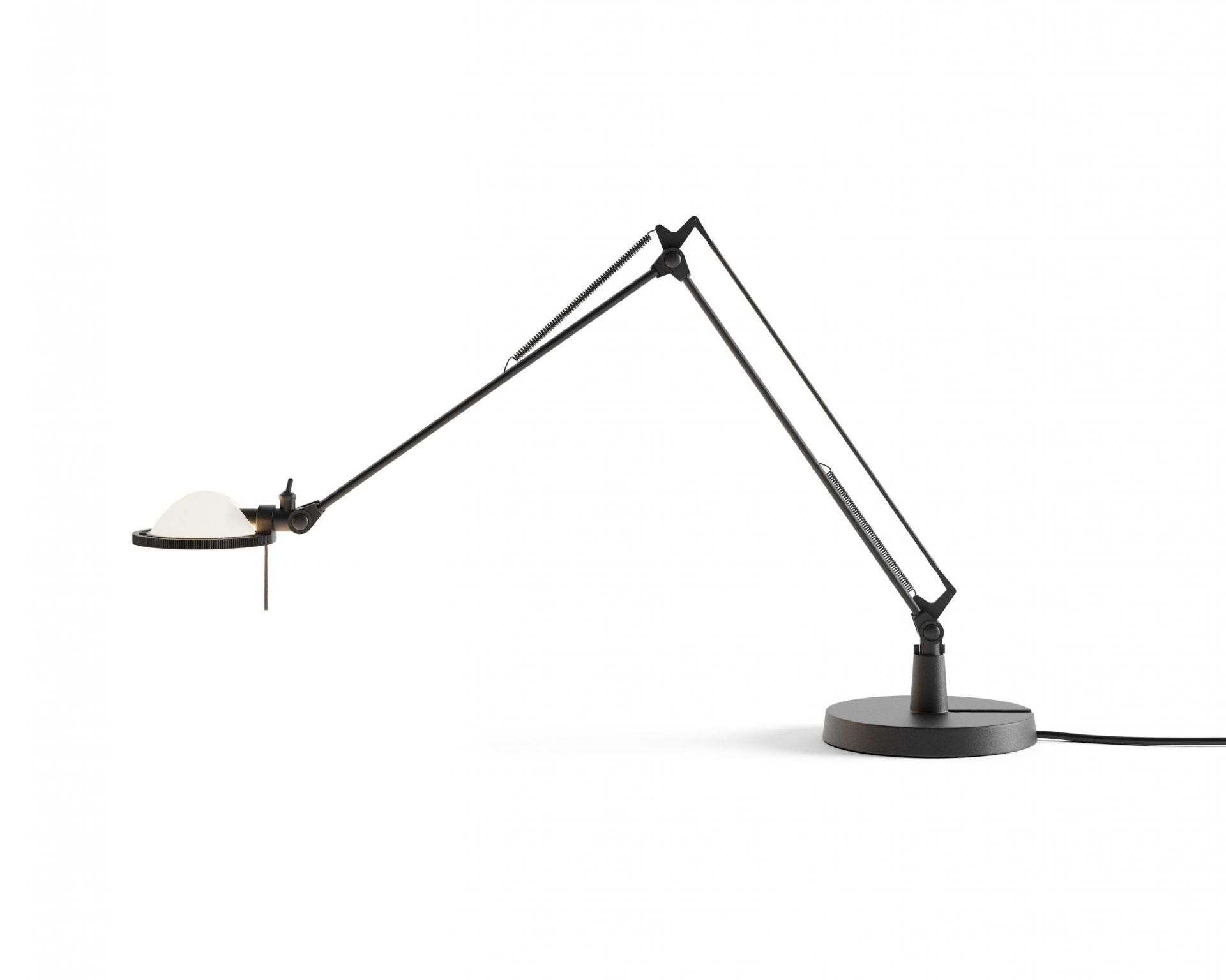Schwarze D12 Berenice Tischleuchte von Luceplan, eine moderne Arbeitsleuchte mit verstellbarem Arm.