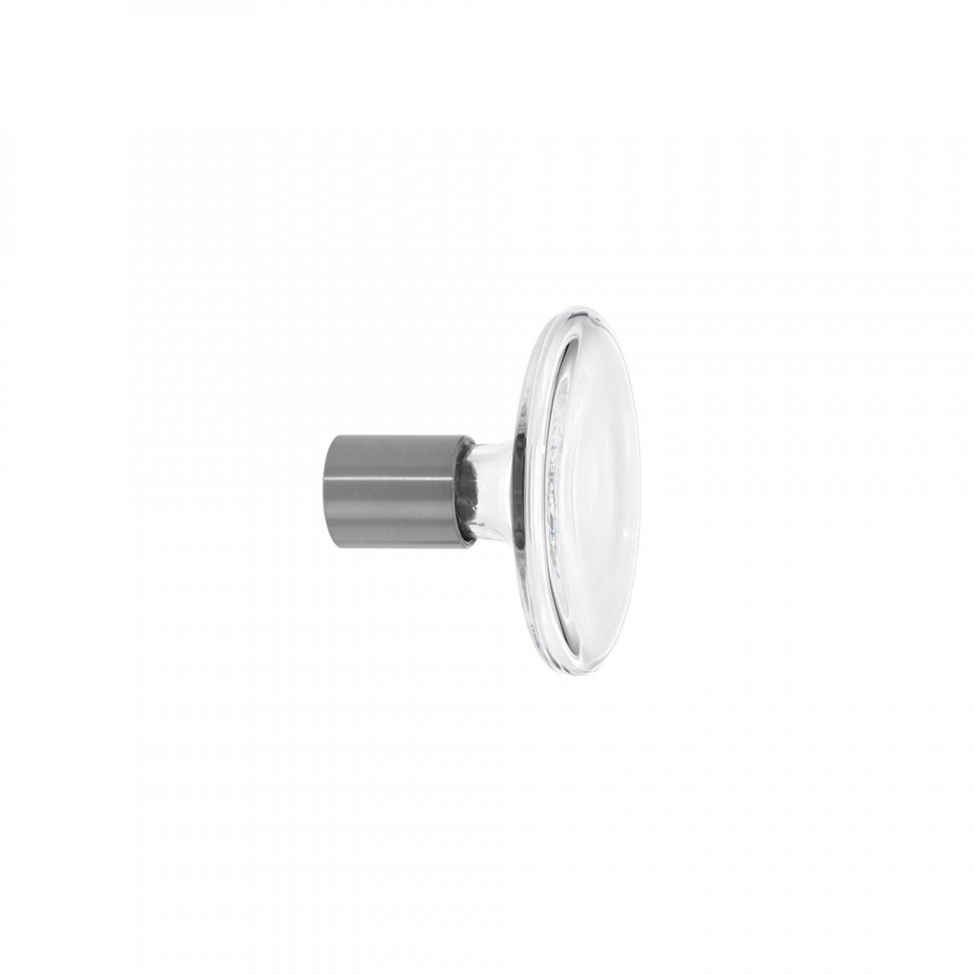 Schönbuch Bulb Garderobenhaken aus klarem Glas mit silberfarbener Halterung, moderner Wandhaken für Flur und Garderobe.