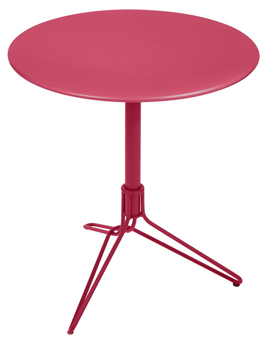 Pinker Flower Tisch von Fermob für den Außenbereich, runder Gartentisch aus Metall mit filigranem Fuß.