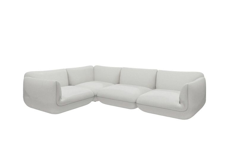 Helles, modulares Jalis Sofa von Cor, hellgrau, Stoffbezug, modernes Ecksofa für Wohnzimmer.