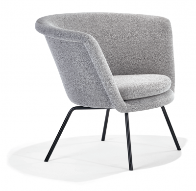 Grauer H57 Sessel von Richard Lampert mit schwarzem Metallgestell, moderner Polstersessel für Wohnzimmer.