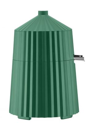 Grüne Alessi Zitronenpresse MDL07 mit Plissee-Design. Elektrische Saftpresse für frischen Zitronensaft.