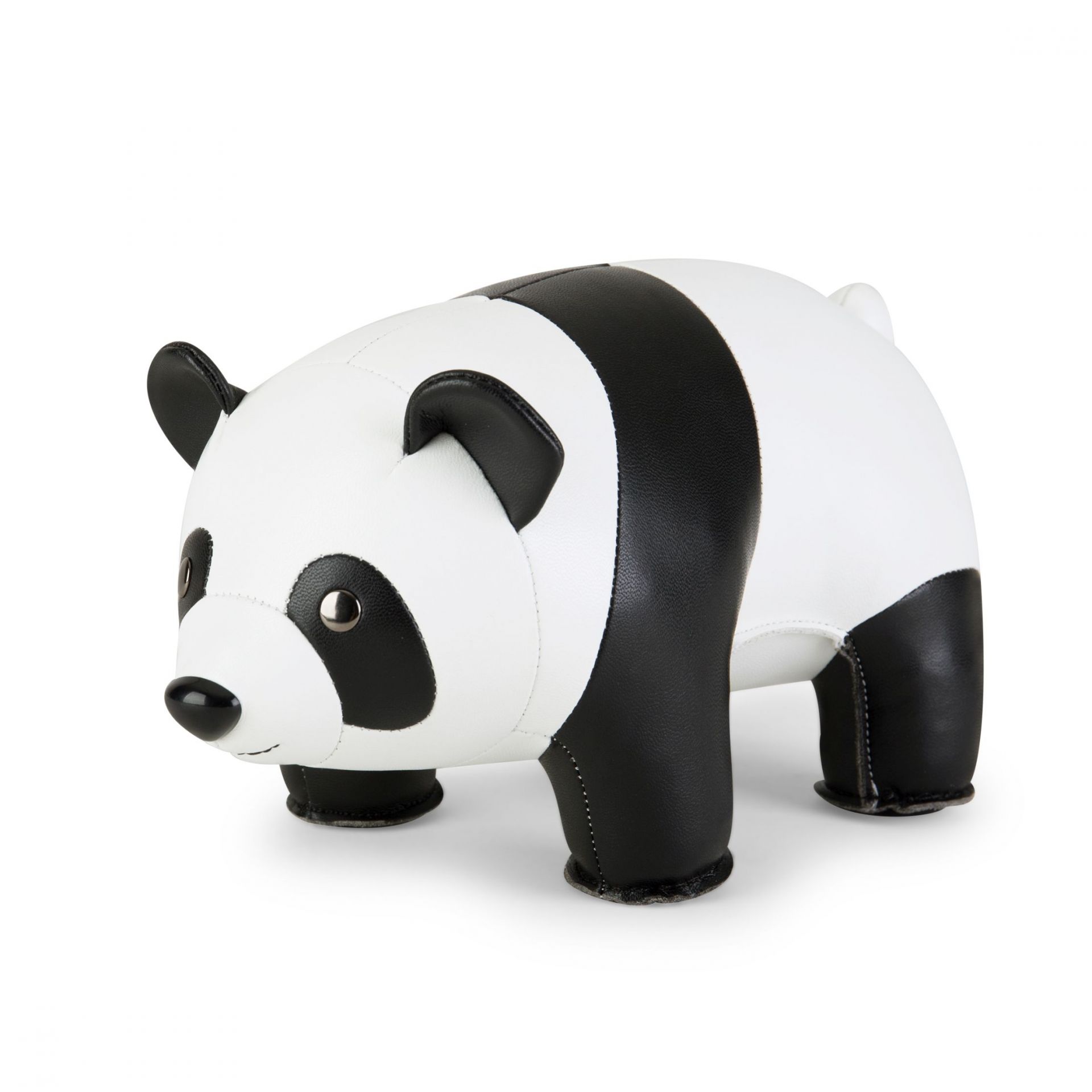 Niedliche Panda Buchstütze von Züny in Schwarz und Weiß aus Kunstleder, ideal für Kinderzimmer.