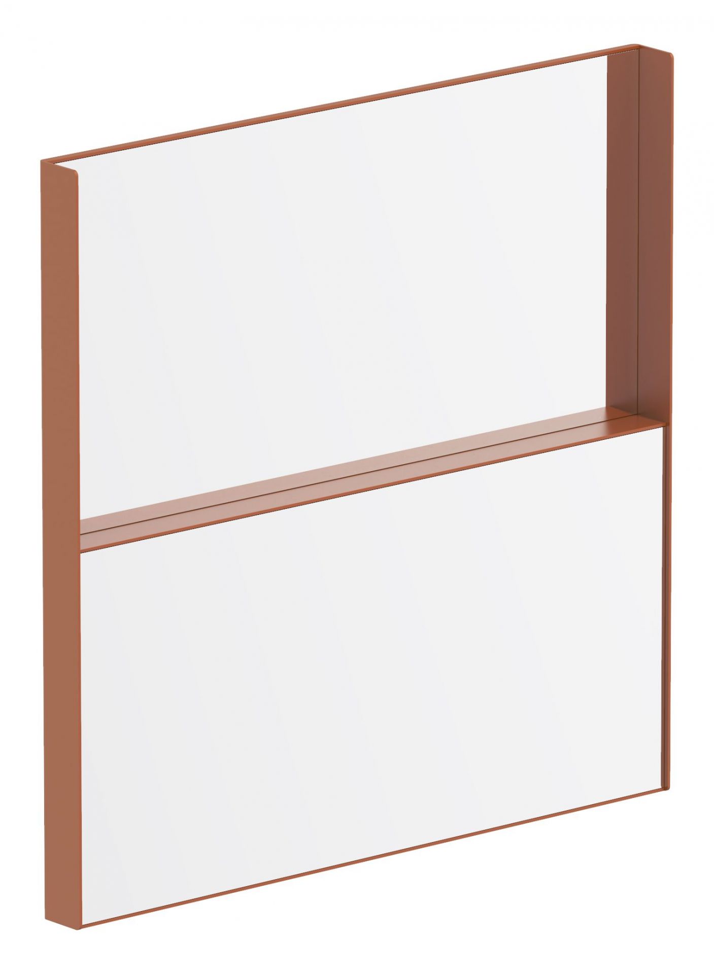 OneTwo Spiegel von Richard Lampert, 70x70 cm, in Terra Farbe. Moderner Wandspiegel.