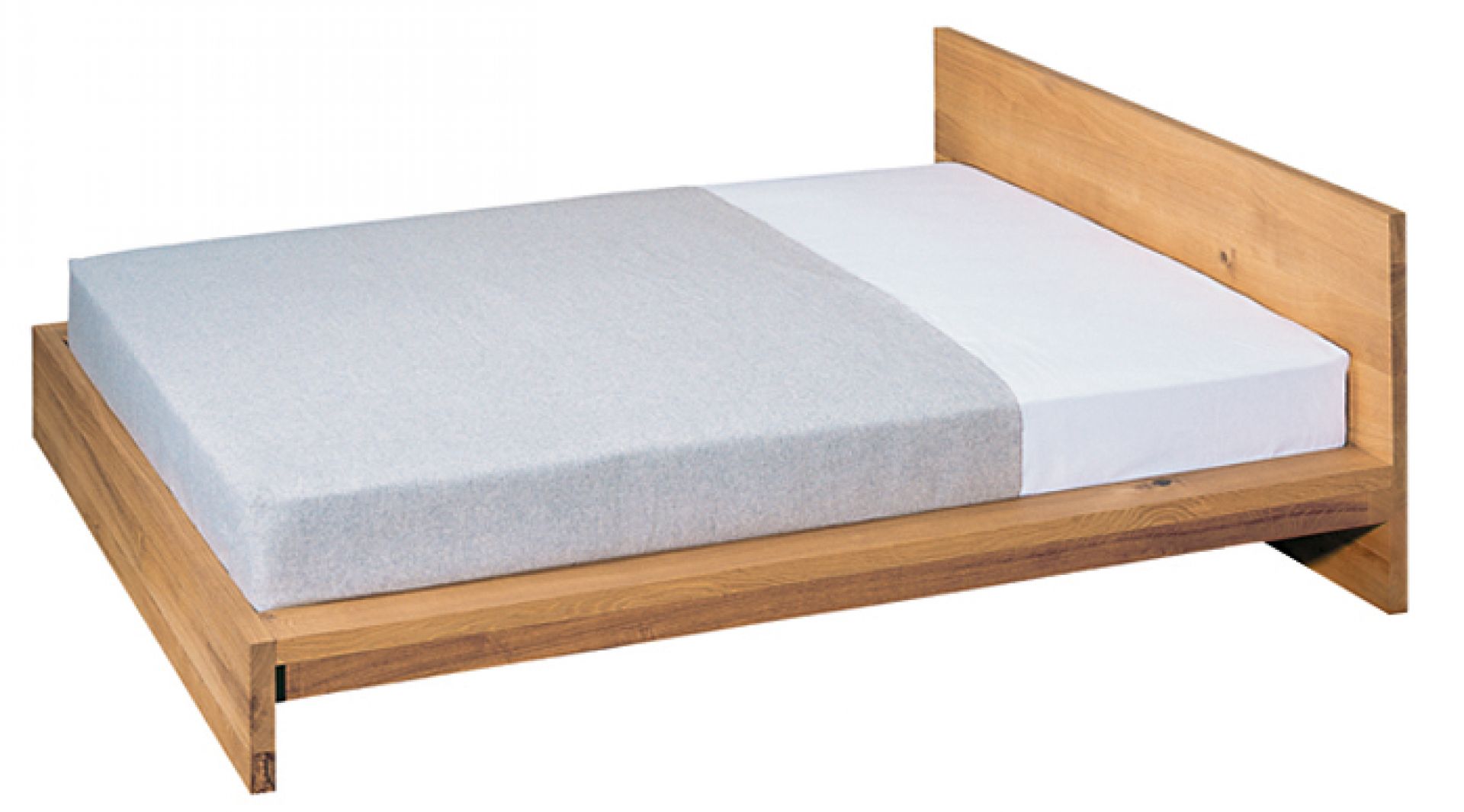 SL02 MO Bett von e15 aus Eiche, 185x70 cm, ohne Lattenrost und Matratze.