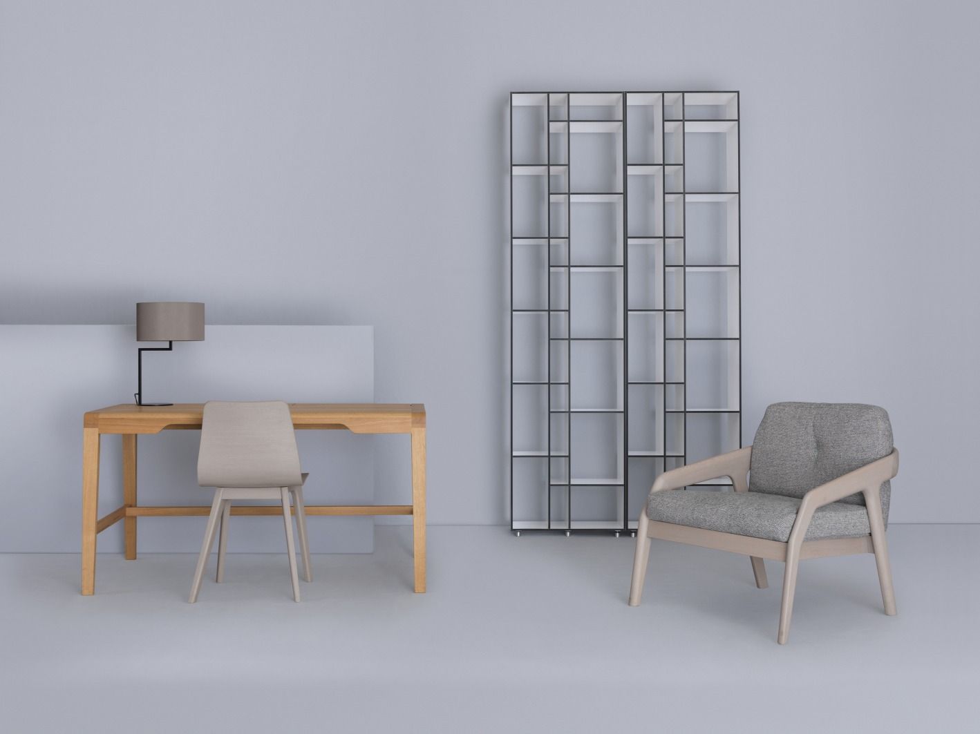 Friday Sessel: Grauer Stoffbezug, helle Holzbeine. Moderner Sessel für Wohnzimmer und Büro.