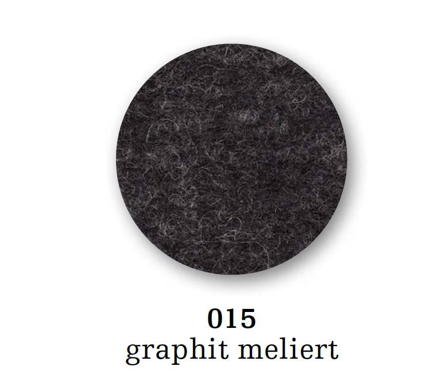 Runde, graphit melierte Sitzauflage aus Wollfilz. Filzauflage für Stühle und Möbel.