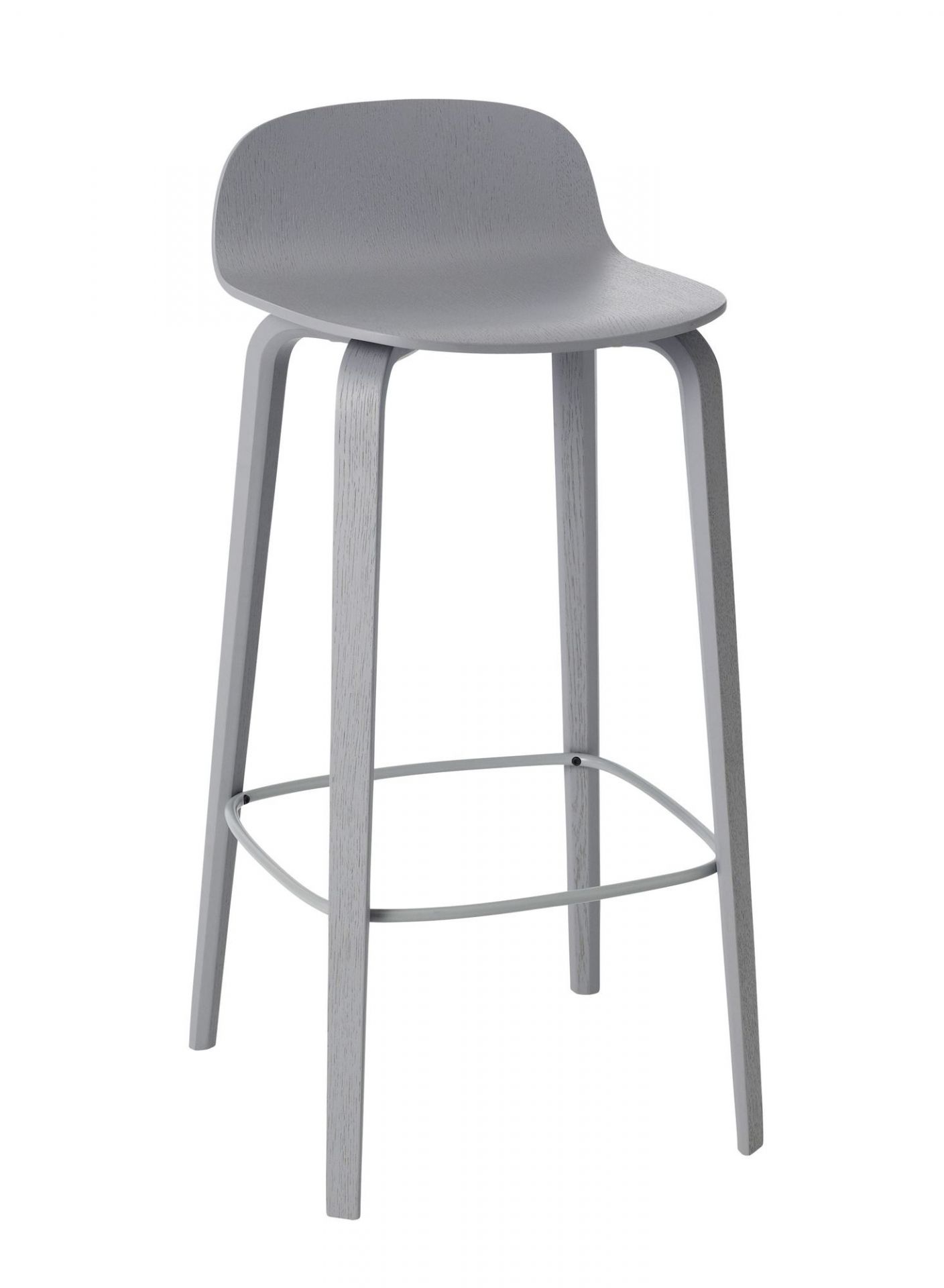 Visu Barhocker H 75 cm von Muuto, skandinavisches Design, Holz, grau lackiert, für Küche und Bar.