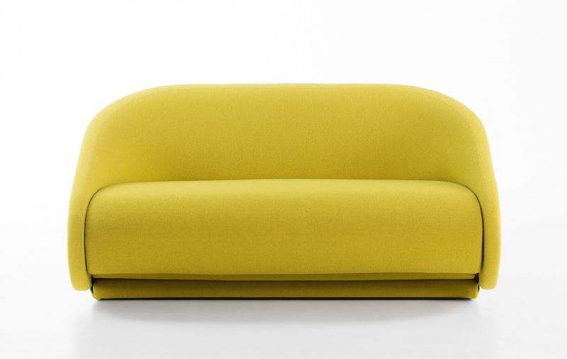 Gelbes Up-lift Schlafsofa von Prostoria, modernes Design Schlafgelegenheit für Wohnzimmer und Gästezimmer.