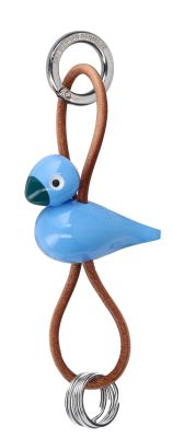 Vogel Blau Schlüsselanhänger silberfarbenes Metall mit Naturleder Kay Bojesen