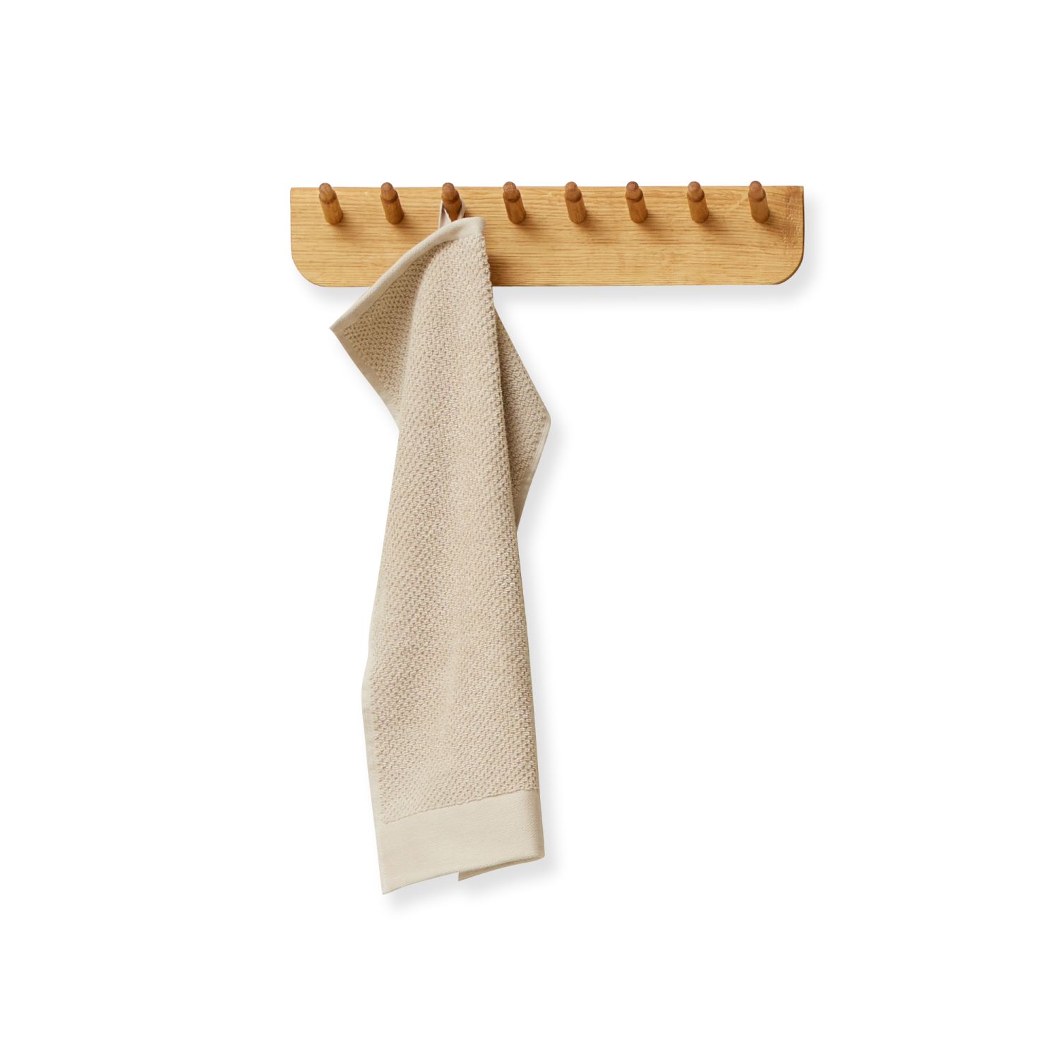 Echo Garderobenleiste aus Eiche mit Handtuch, moderne Wandgarderobe für Flur und Badezimmer.