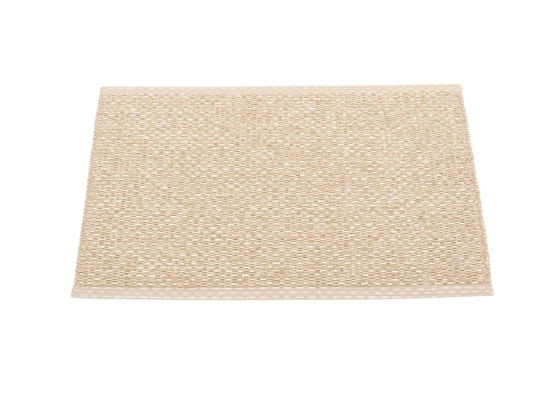 Beiger Svea Kunststoffteppich von Pappelina, 70x50 cm, gewebte Textur für Innen- und Außenbereich.
