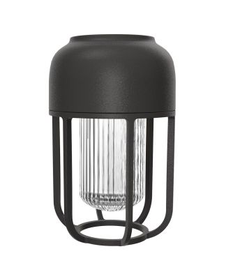Schwarze Houe LIGHT No.1 Solarleuchte für Innen und Außen mit geriffeltem Glas.