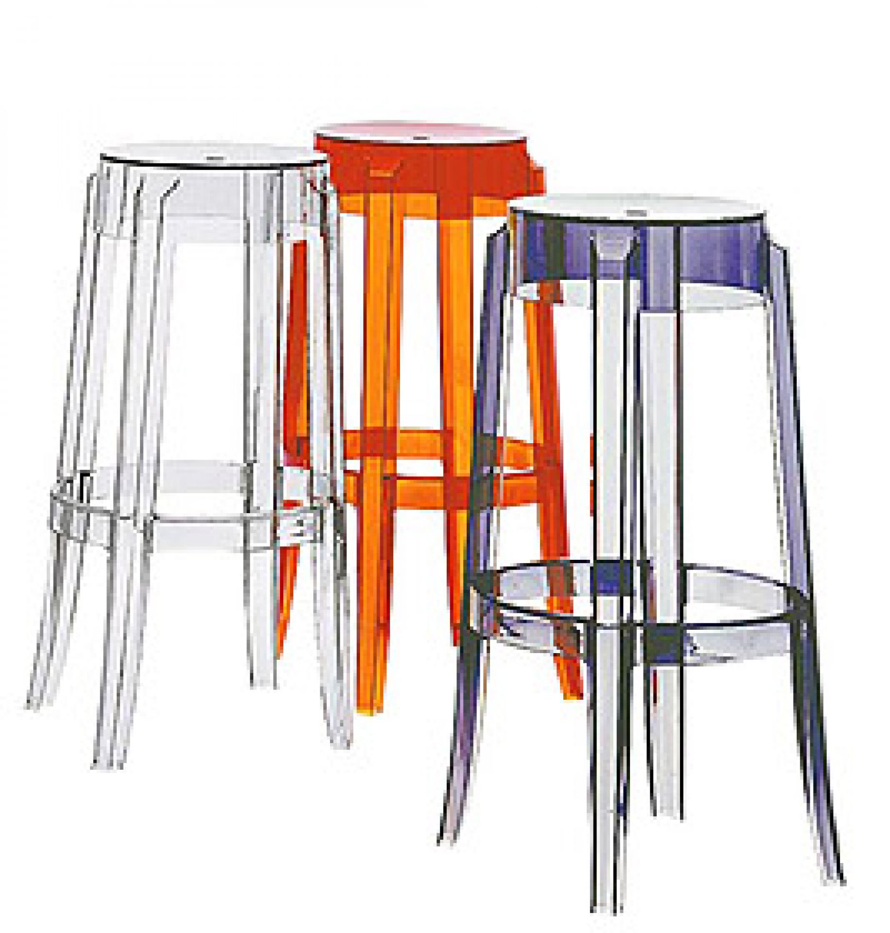 Charles Ghost Hocker 2-er Set Kartell