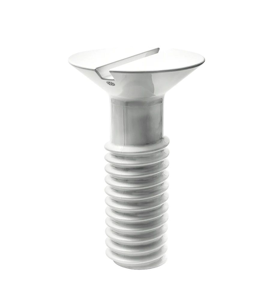 Silberner "Screw" Beistelltisch von Eero Aarnio Originals: Moderner Design Tisch in Schraubenform.