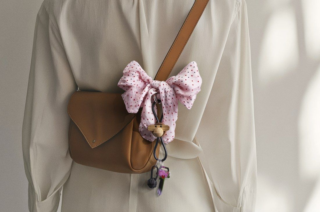 Affe Schlüsselanhänger silberfarbenes Metall mit schwarzem Leder Kay Bojesen