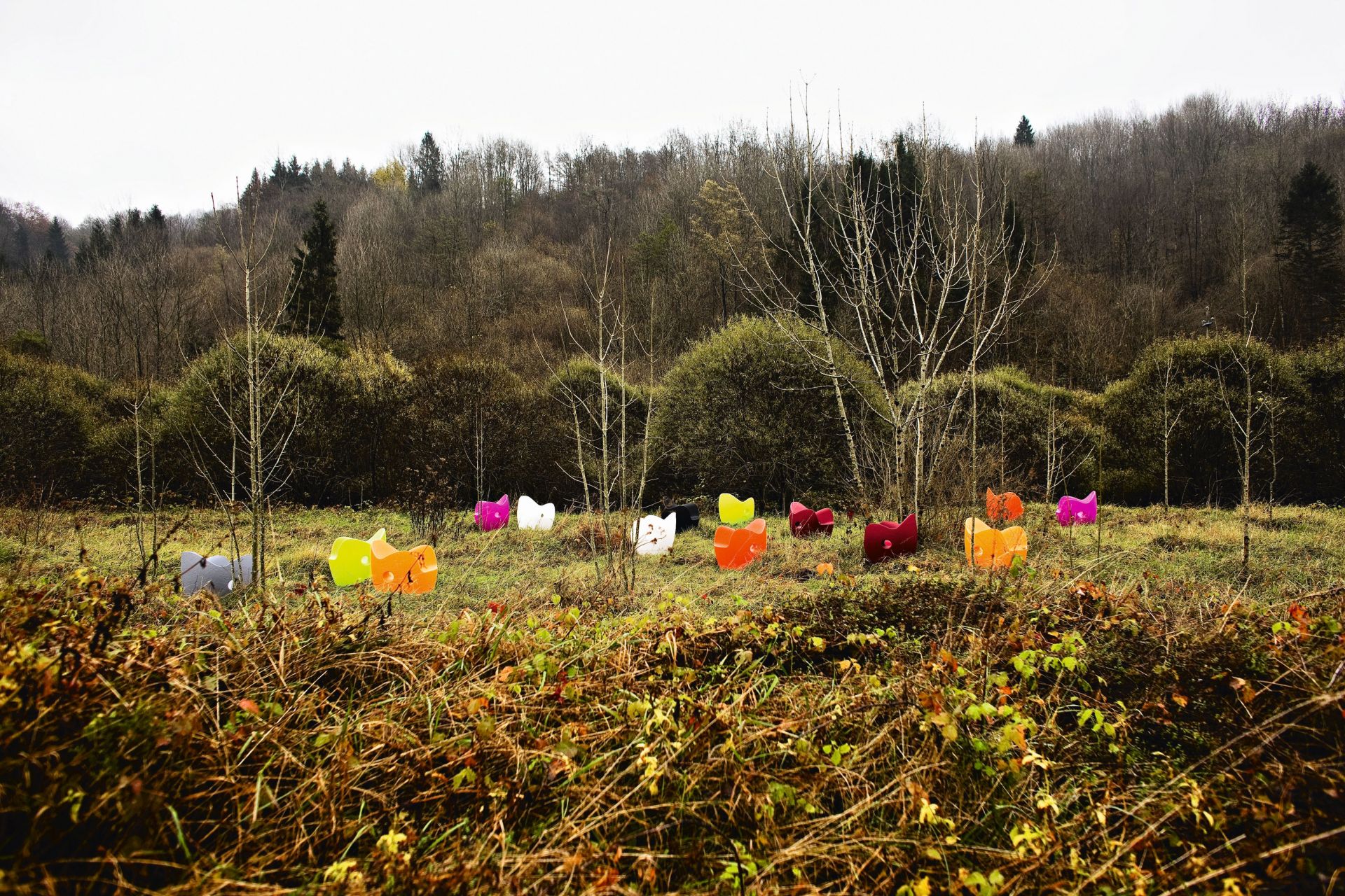 O-Nest Sessel von Moroso in verschiedenen Farben im Freien, moderne Sitzmöbel, Design.