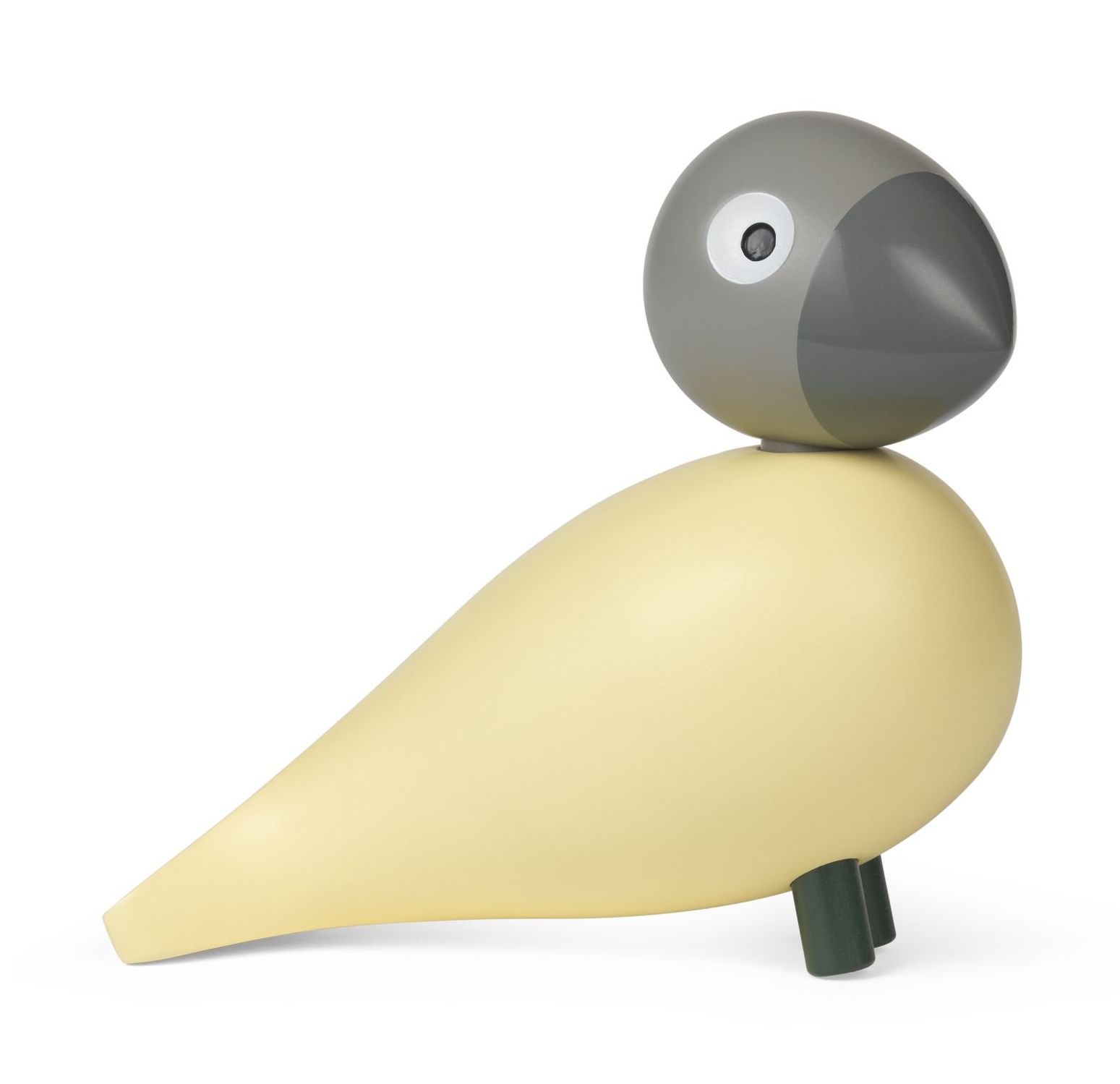 Kay Bojesen Year Bird Bella 2025, eine dekorative Holzfigur in Beige und Grau, Sammlerstück.