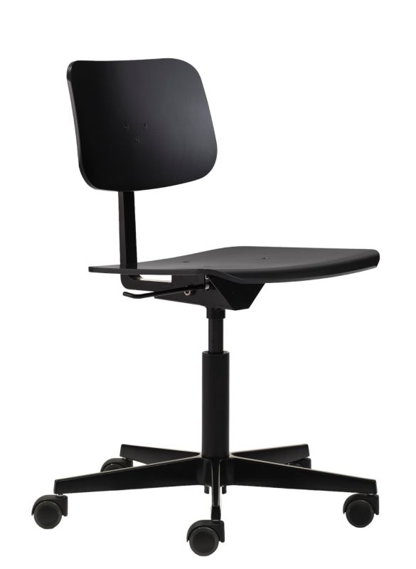 Schwarzer Mr. Square Bürostuhl von Richard Lampert mit Rollen, ergonomisch und höhenverstellbar.