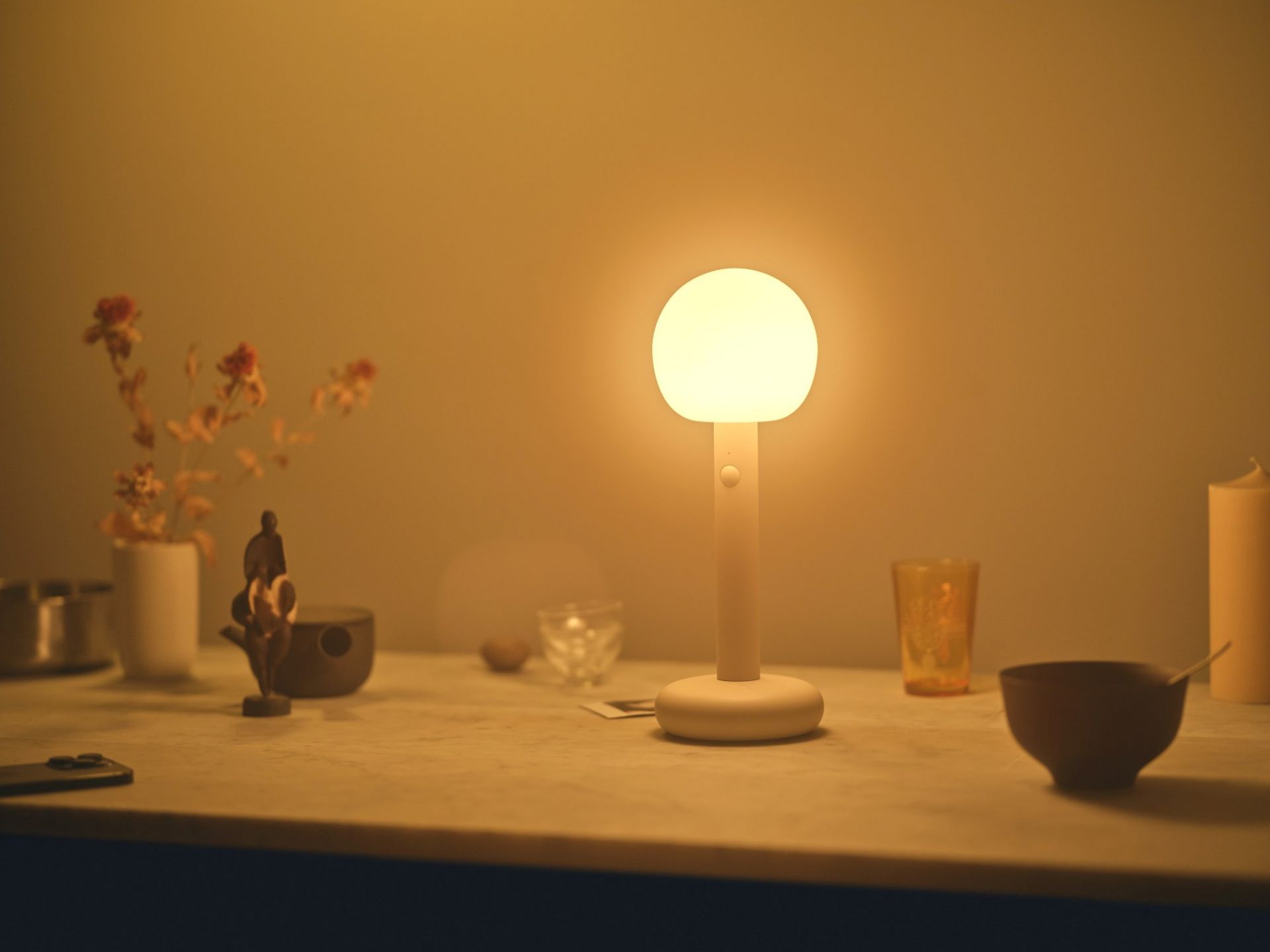 Fire Akku LED Tischleuchte Grau