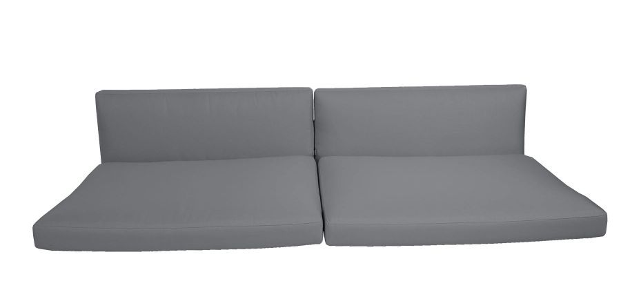 Grauer Connect Kissensatz von Cane-Line für ein 2-Sitzer Sofa, bestehend aus Sitz- und Rückenkissen.