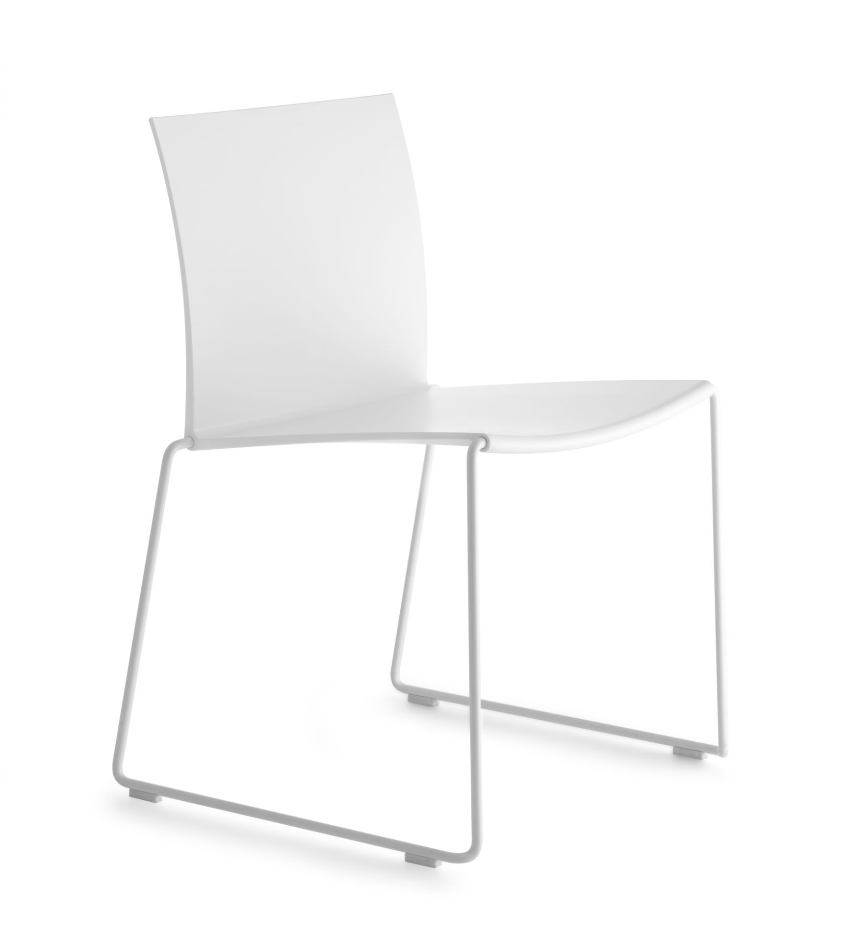 Weißer M1 Stuhl von MDF Italia mit minimalistischem Design und Stahlgestell für Esszimmer und Büro.