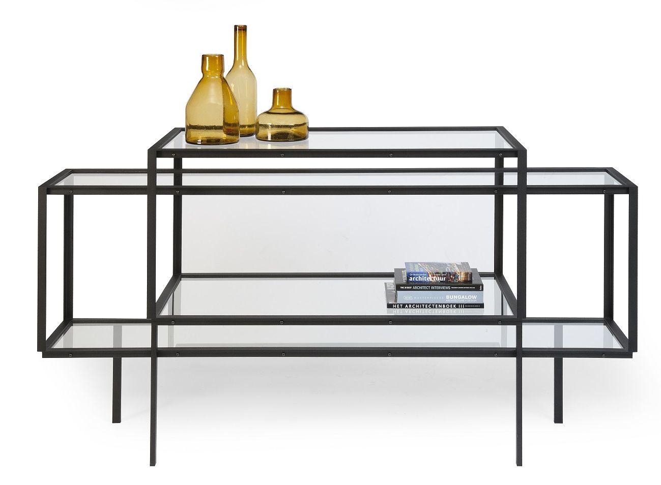 Tangled Kabinettschrank Sideboard Spectrum mit Glasablagen und Dekoration, modernes Design für Wohnzimmer und Büro.