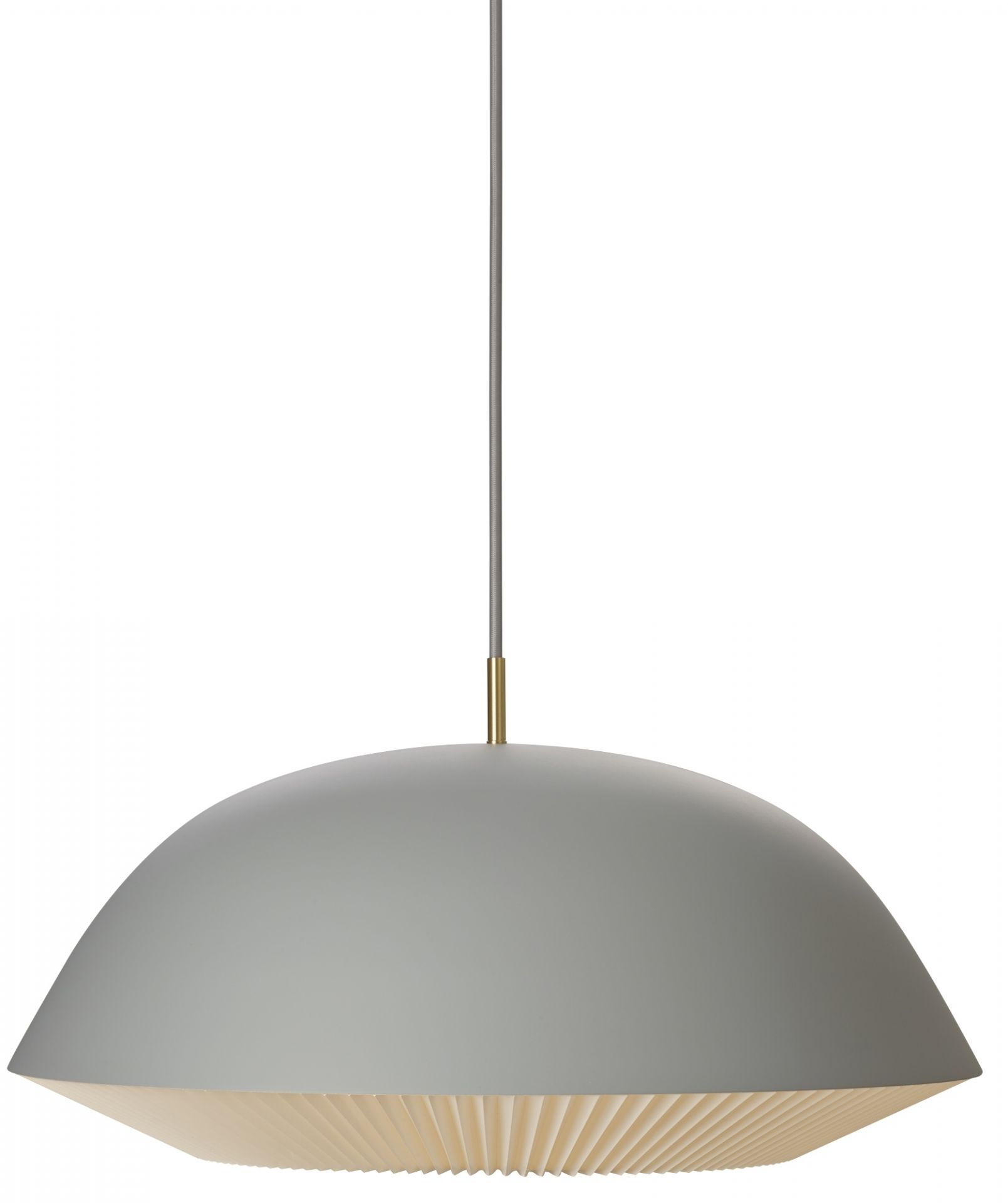 Cache XL Pendelleuchte von Le Klint in Grau, moderne Hängelampe mit plissiertem Lampenschirm.