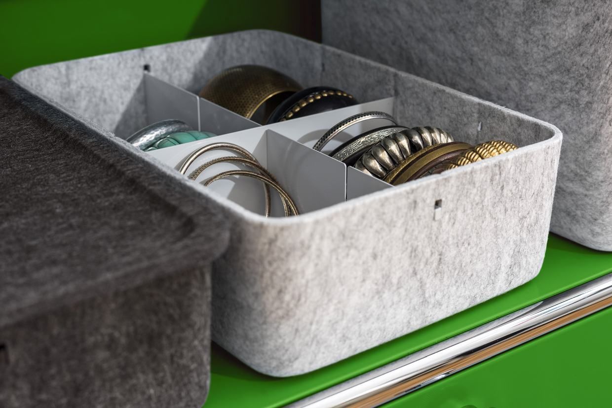 USM Haller Inos Box tief mit Unterteilung quer / längs 