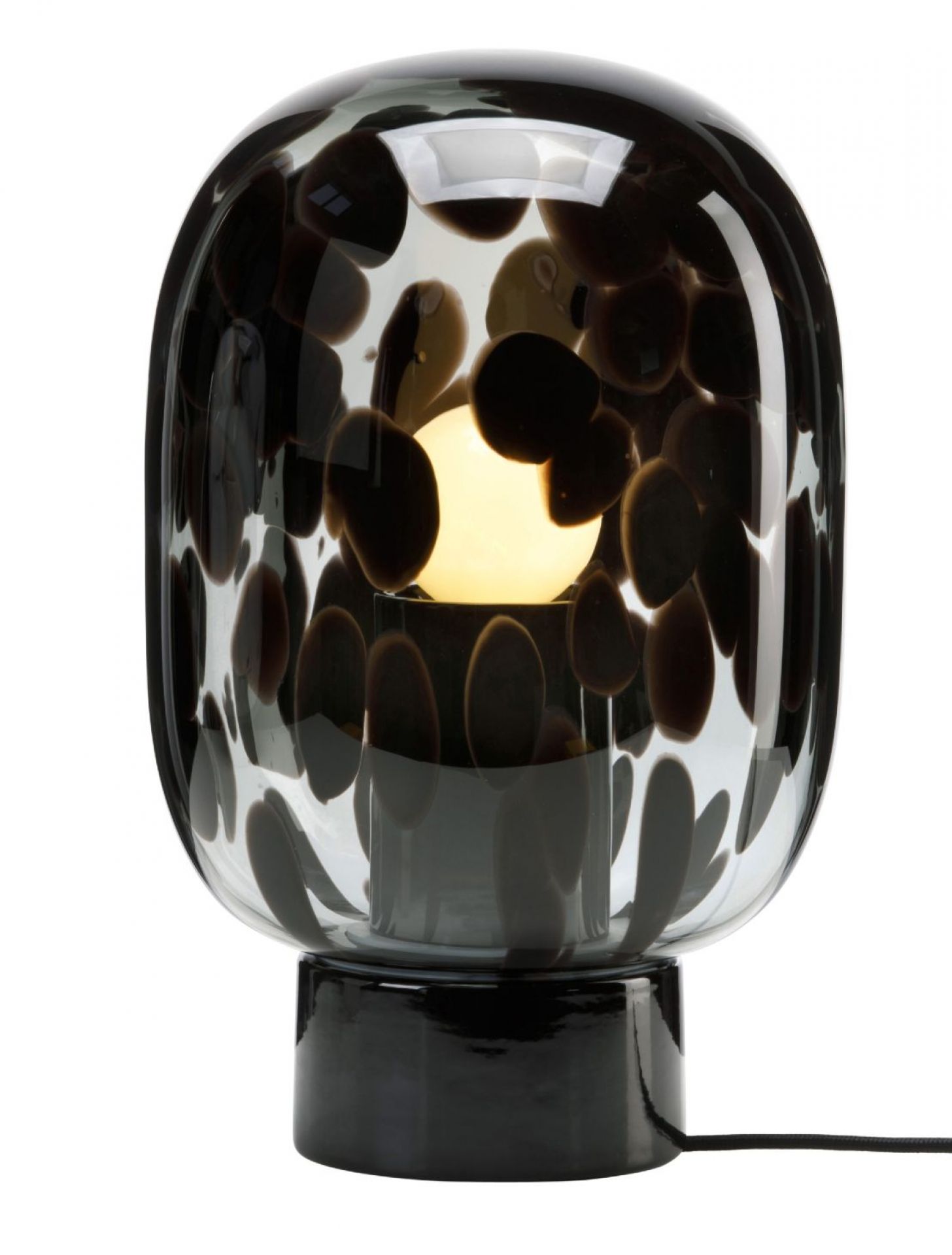 Flakes Tischleuchte Favius in Rauchgrau und Schwarz: Moderne Lampe mit einzigartigem Design und warmem Licht.