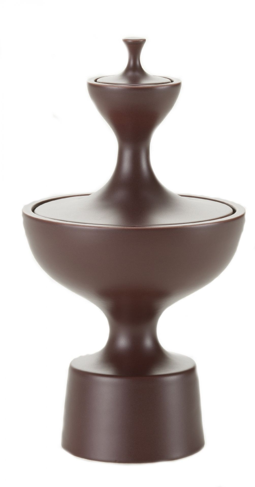 Brauner Keramikbehälter mit Deckel, Vitra-Design. Dekorative Keramikdose für Küche und Wohnbereich.