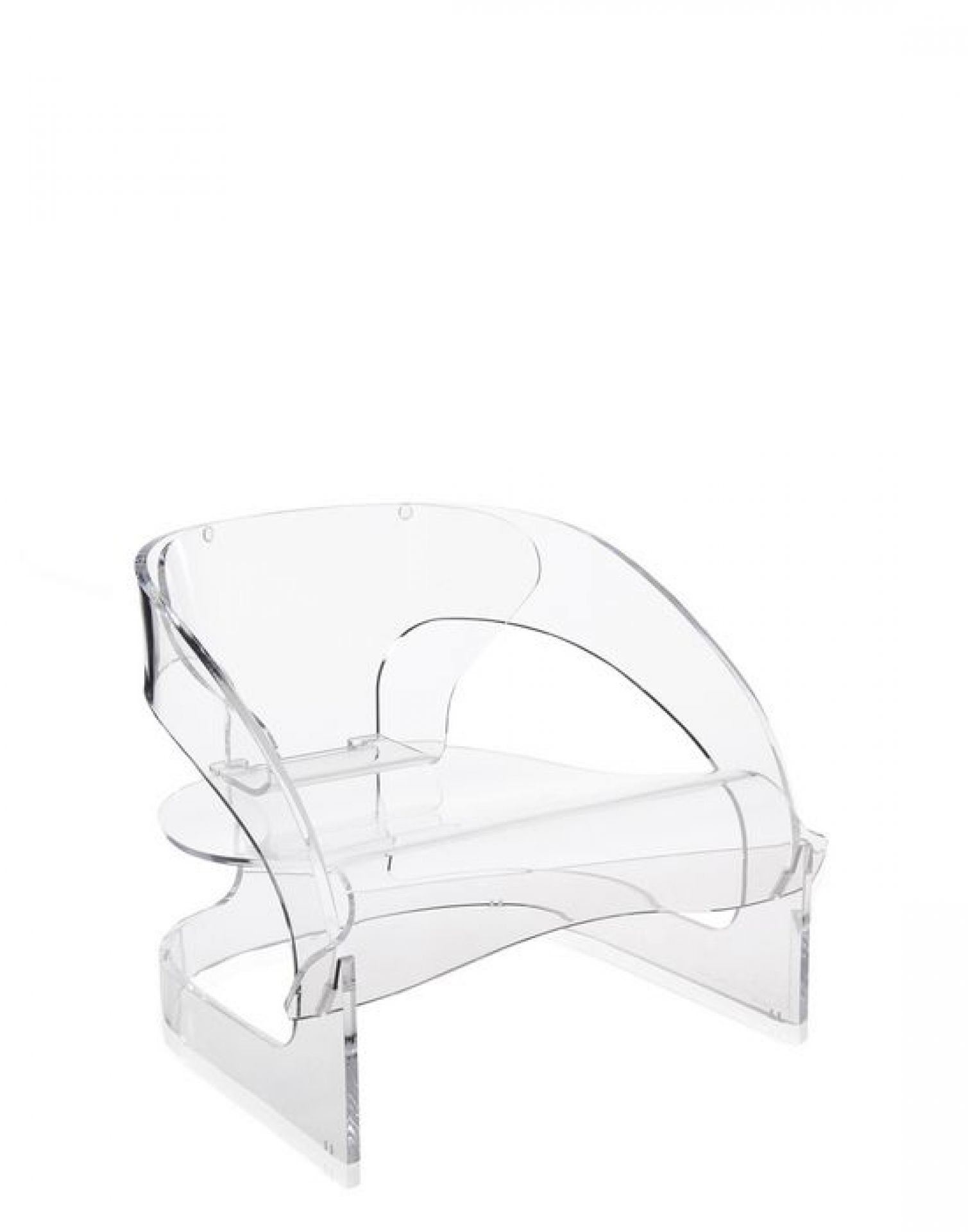 Transparenter Joe Colombo Sessel von Kartell, moderner Designklassiker aus Acrylglas für Wohnzimmer und Büro.