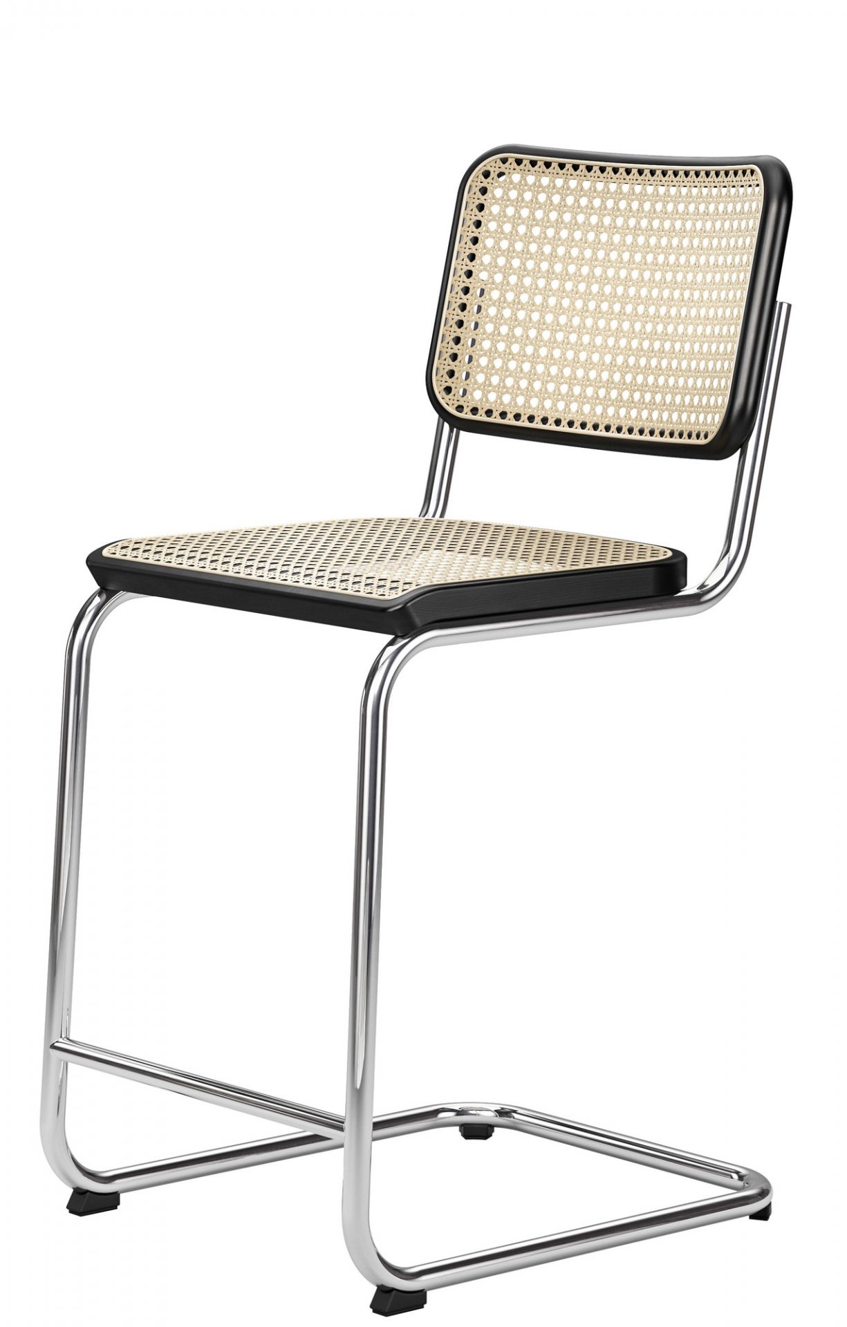 S 32 VHT Thonet Barhocker aus Stahlrohr mit Wiener Geflecht für Küche und Bar.