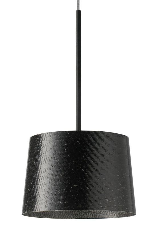 Schwarze Twiggy Pendelleuchte von Foscarini mit konischem Lampenschirm und filigraner Oberflächenstruktur für moderne Innenräume.