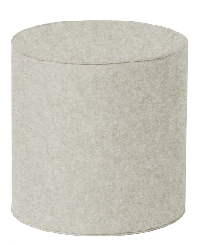 Runder, grauer Filzhocker von Hey Sign, ein modernes Sitzmöbel für Wohnzimmer und Büro.