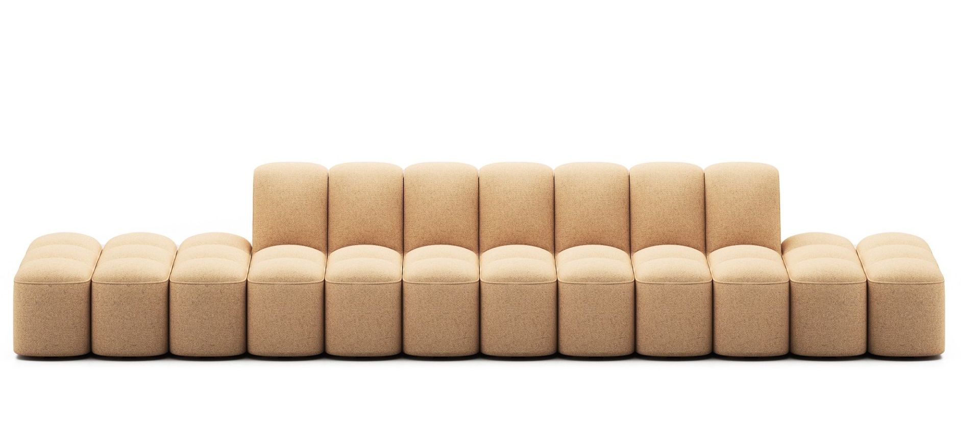 Beiges Array Sofa System von MDF Italia, ein modulares Sofa mit gerundeten Elementen.