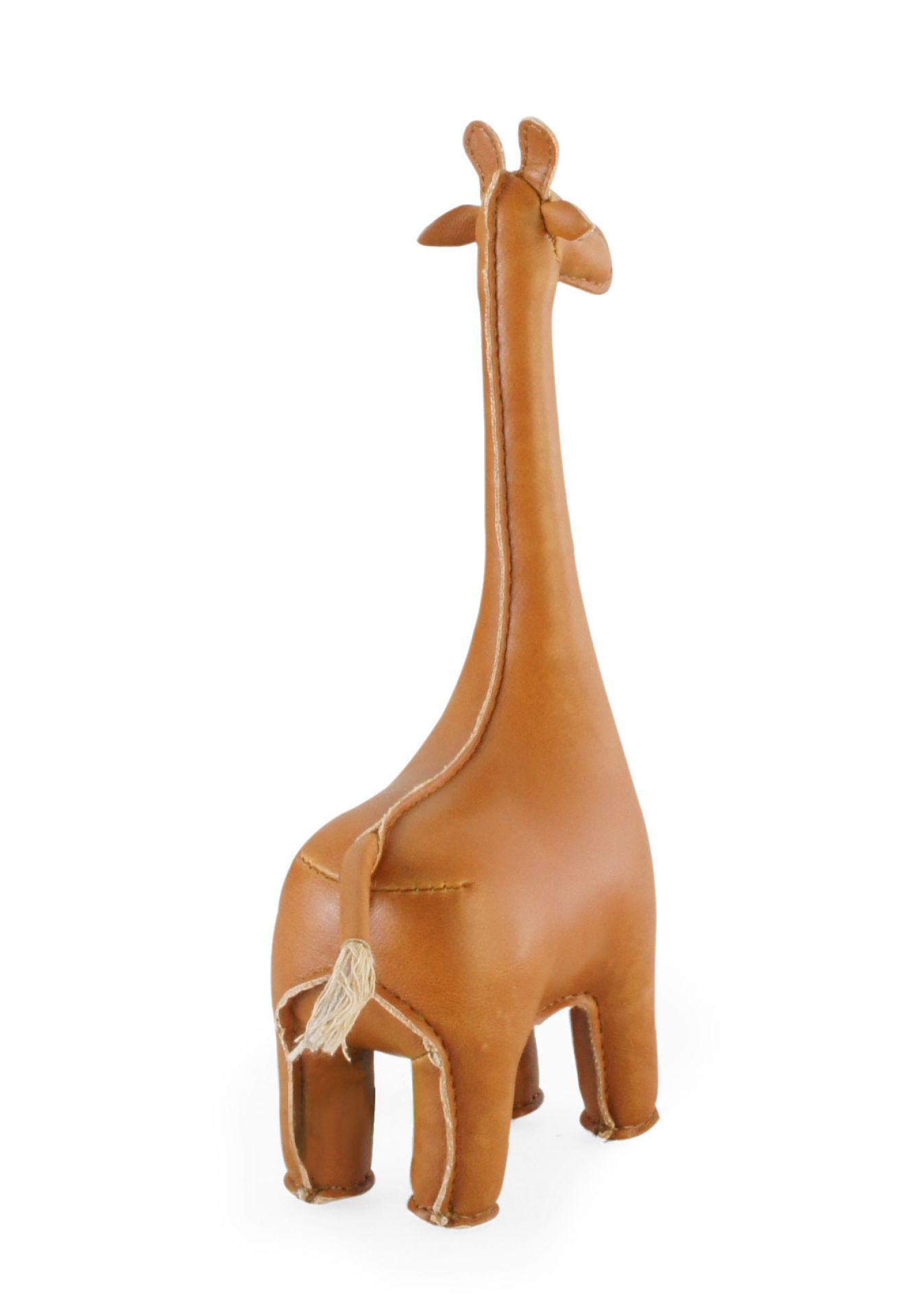 Rückansicht: Züny Giraffe Briefbeschwerer in Braun und Weiß, dekoratives Accessoire für Schreibtisch und Büro.