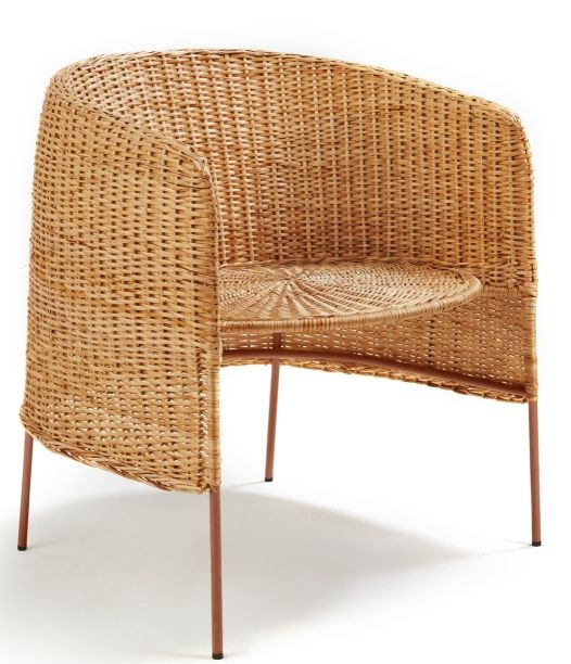Caribe Natural Lounge Chair: Geflochtener Outdoor Sessel mit Metallbeinen für Garten und Terrasse.