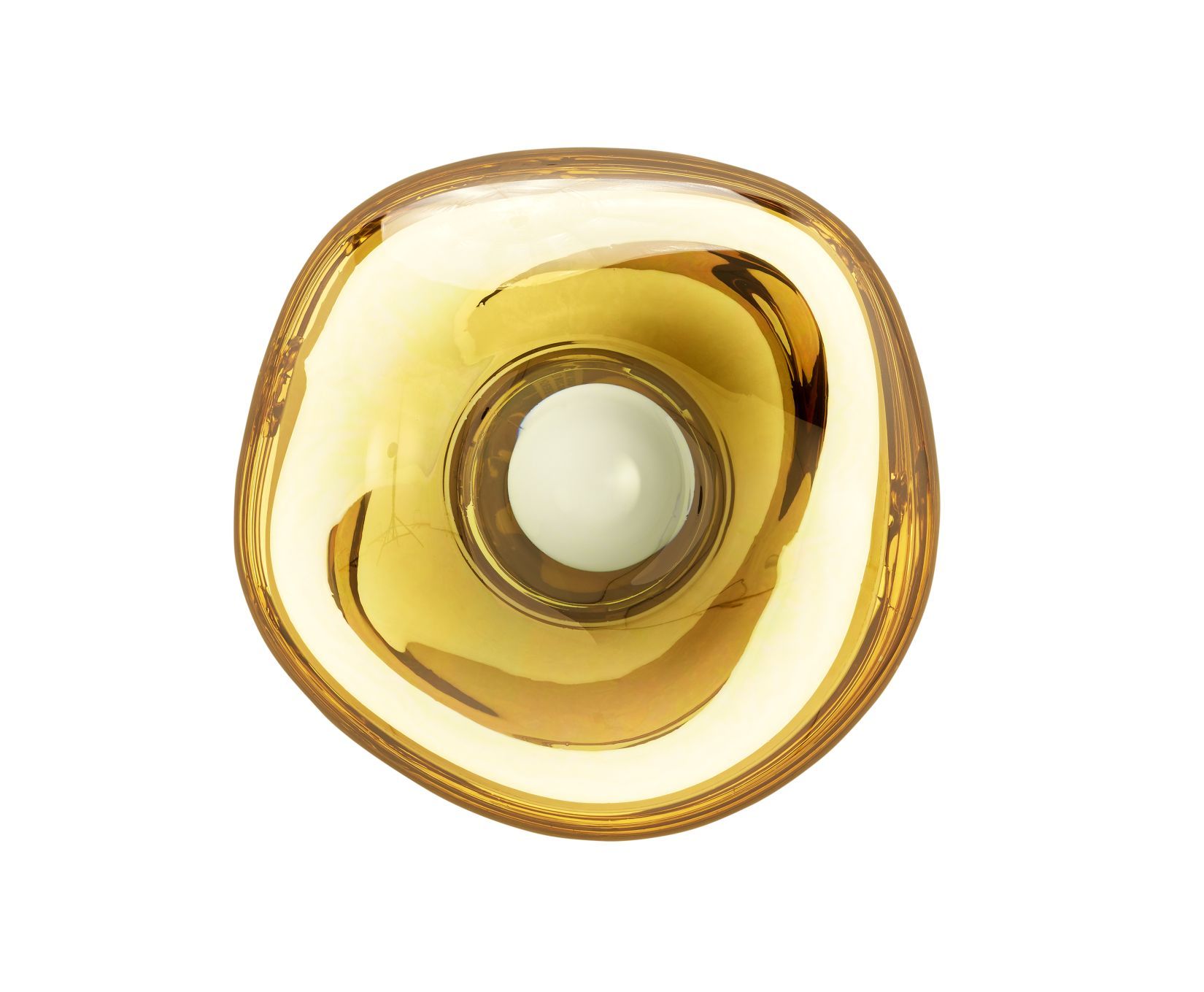 Nahaufnahme der goldenen Melt Surface LED-Wandleuchte von Tom Dixon, moderne Wandbeleuchtung.