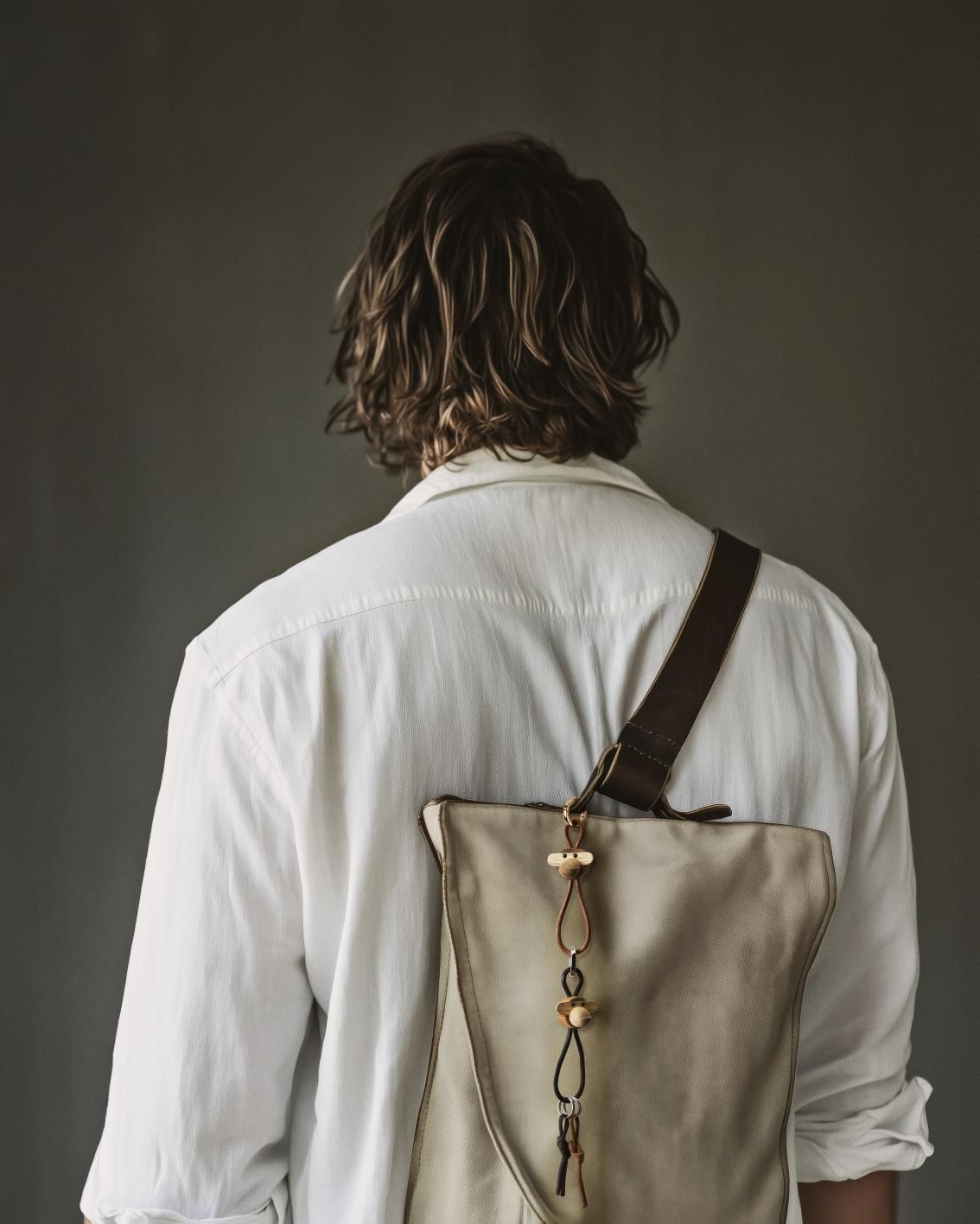 Affe Schlüsselanhänger silberfarbenes Metall mit schwarzem Leder Kay Bojesen