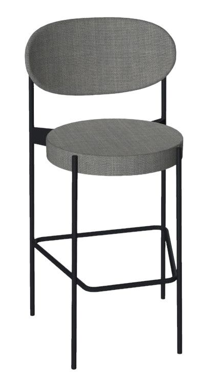 Schwarzer Barhocker Series 430 von Verpan mit grauem Stoffbezug. Moderner Hocker für Küche oder Bar.