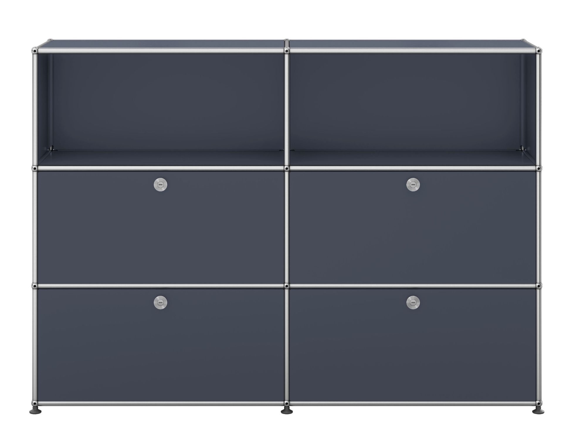 USM Haller Highboard 2 Offen / 2 Klappen / 2 Schubladen Anthrazitgrau